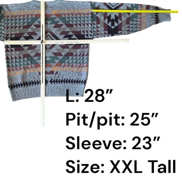 Vintage London Fog Geometric Pattern Sweater Acrylic/Wool Blend  XXL-Tall - Picture 6 of 6